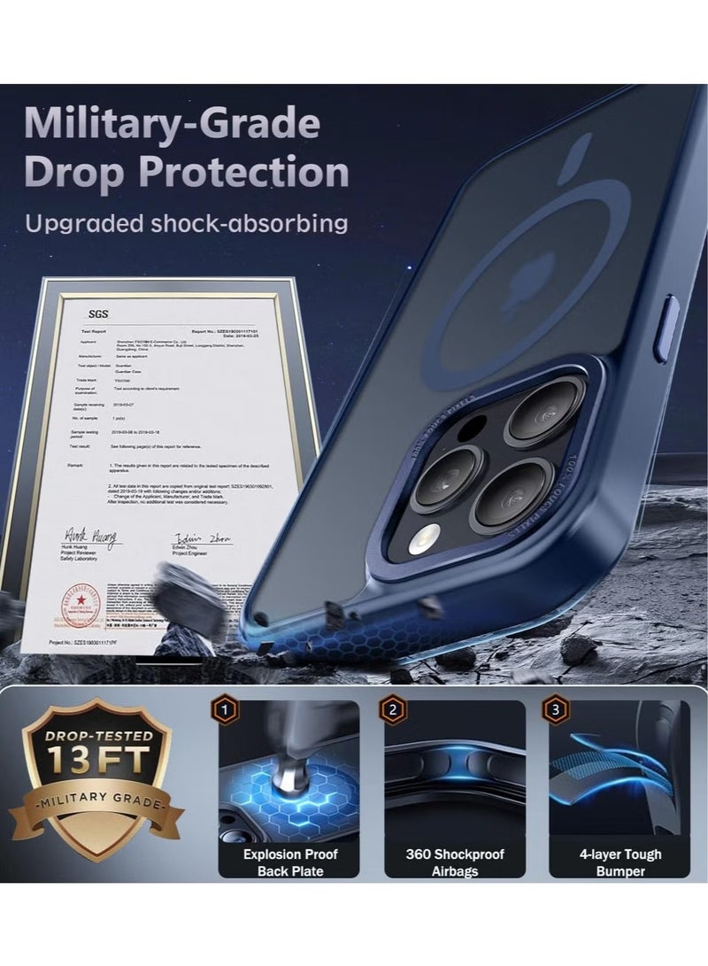 حافظة مغناطيسية لهاتف آيفون 12 برو ماكس 6.7 بوصة حافظة هاتف شفافة غير لامعة رفيعة مقاومة للصدمات ومضادة للأصفر للنساء والرجال والفتيات والأولاد غطاء واقٍ (أزرق) - Image 5