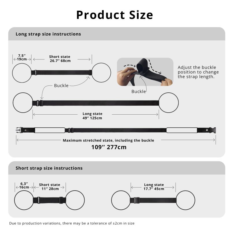 PUFFIN TRIP Luggage Straps 3 PCS for Suitcases TSA Approved 2 Short & 1 Long Adjustable Straps with Elastic Thick Rope for Connecting Suitcases and Bags Stably with Strap Buckle and Bottle Buckle Clip, Black - Image 5
