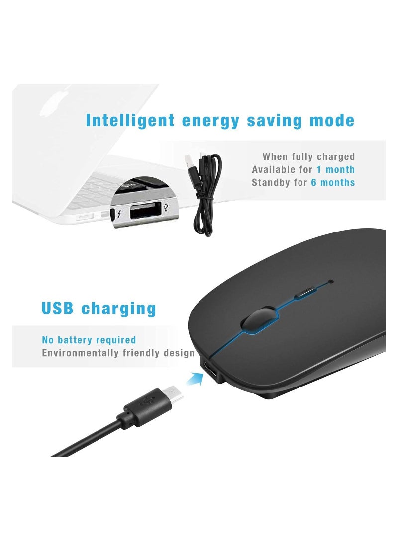 Rechargeable Wireless Mouse, 2.4GHz Slim Silent Click Wireless Optical Mouse, Long Range Wireless Mouse for Laptop  PC, Compatible with Mac, MacBook Pro  MacBook Air etc - Image 2