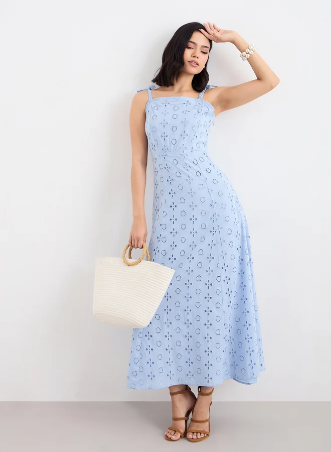 Styli Styli Women Schiffli Cotton Maxi Dress