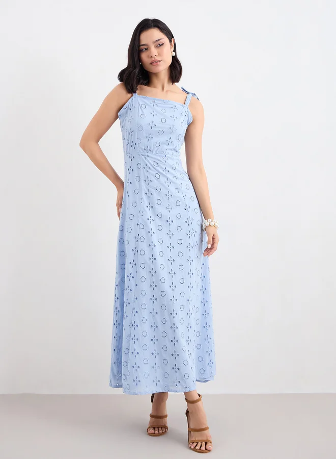 Styli Styli Women Schiffli Cotton Maxi Dress