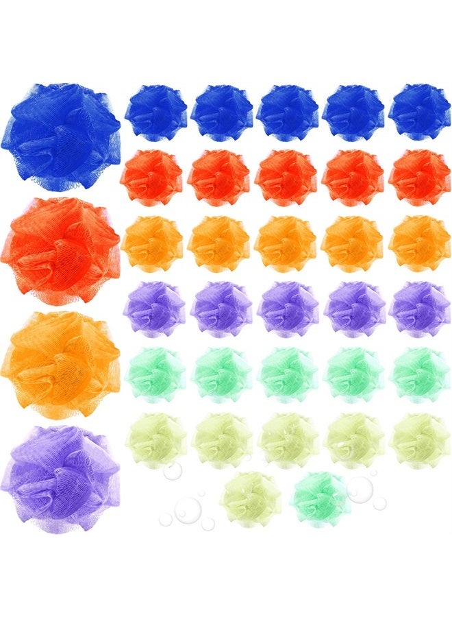 Raiten Small Bath or Shower Sponge Assorted Colors Loofahs Exfoliating Mesh Loofah Sponge Mini Travel Shower Puff Colorful Bath Pouf Body Wash Multi Color Bath Scrubber for Kids Women Baby(36 Pack) - Image 1