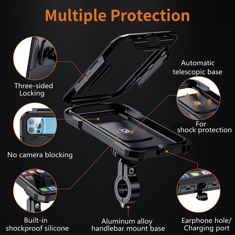 Kewig Bike Phone Mount Waterproof, Motorcycle Phone Mount with Aluminum Alloy Handlebar Mount Base & Touch-Screen, 360 Rotation Bike Phone Holder Suitable for 5.5'' - 7.0'' Cellphones - Image 5
