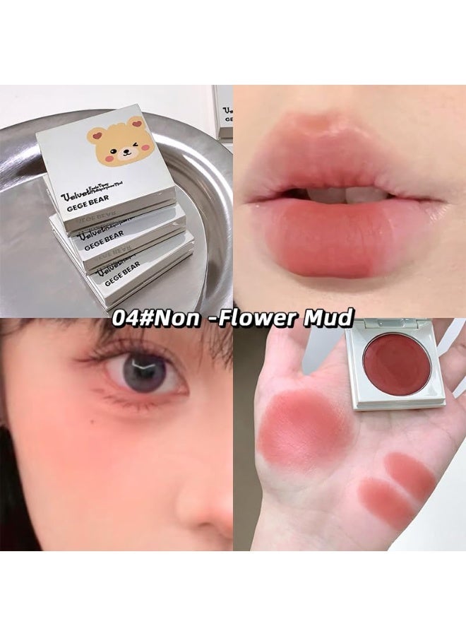 Gege Bear Multipurpose Lip and Cheek Mud | Velvet Lipstick | Creamy Blush | Natural Dewy Glow Finish| Queen Mousse Texture | Buildable coverage | Cute Compact Mirror | Affordable Luxury Beauty | cute Aesthetic Makeup | Transfer proof formula | Aesthetic Y2K Shades For Women (04# Non-Flower Mud, 2.5g) - Image 3