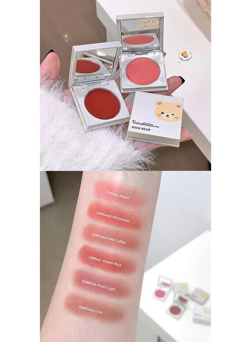 Gege Bear Multipurpose Lip and Cheek Mud | Velvet Lipstick | Creamy Blush | Natural Dewy Glow Finish| Queen Mousse Texture | Buildable coverage | Cute Compact Mirror | Affordable Luxury Beauty | cute Aesthetic Makeup | Transfer proof formula | Aesthetic Y2K Shades For Women (04# Non-Flower Mud, 2.5g) - Image 4