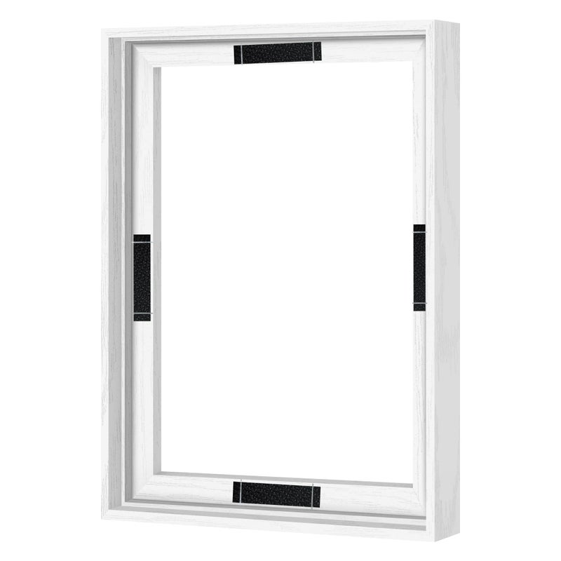 Abtgt 12x16 Canvas Floating Frame with 0.9" Deep, White Floater Frame for Canvas Paintings with Adhesive, Vertical or Horizontal Wall Art frame for Prints Oil Painting Diamond Decor, 1 Pack. - Image 1