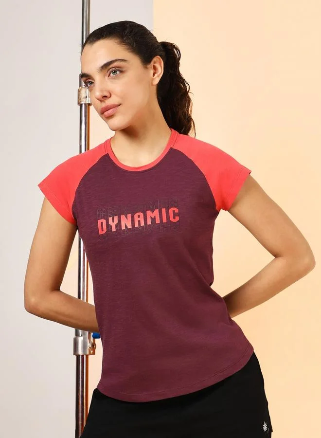 Cult Maroon Graphic Print Raglan Sleeve T-Shirt