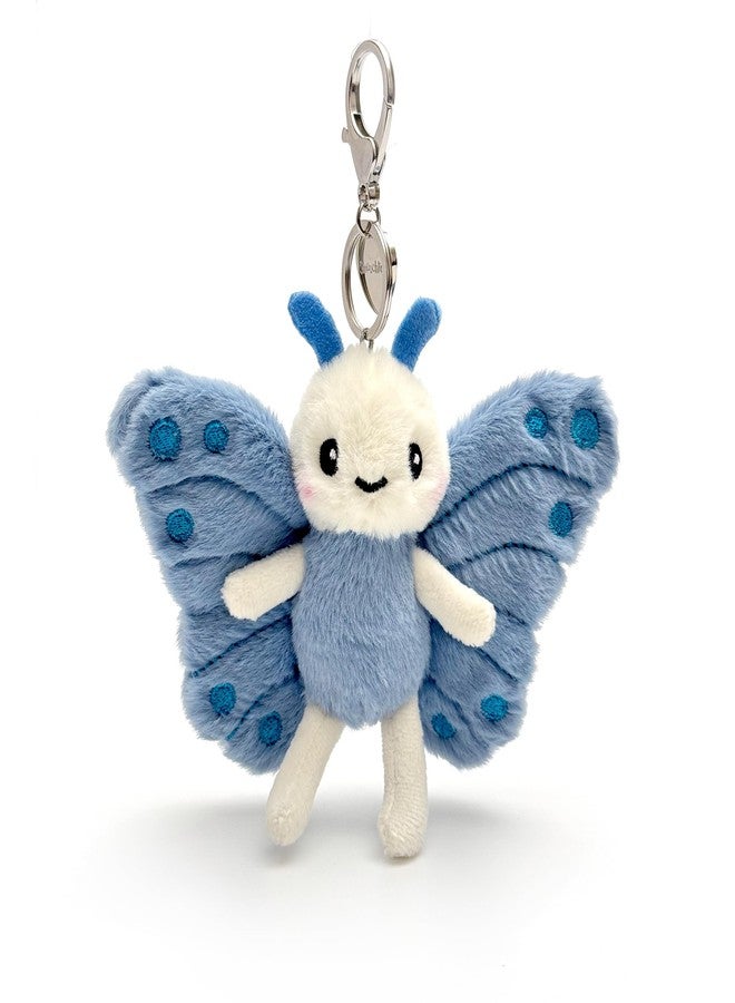 Plushland مجموعة سلاسل مفاتيح قطيفة من Plushland على شكل فراشة مغناطيسية مزدوجة - بلوبل وبلوسوم يتبادلان القبلات، هدية جنية الحديقة هوب آند جوي مع تعليقة على شكل قلب، حيوانات محشوة ساحرة مقاس 4 بوصات (فراشة مزدوجة ترفرف) - Image 2