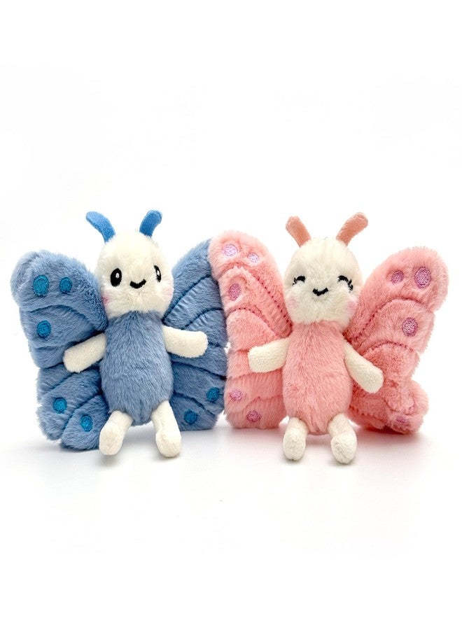 Plushland مجموعة سلاسل مفاتيح قطيفة من Plushland على شكل فراشة مغناطيسية مزدوجة - بلوبل وبلوسوم يتبادلان القبلات، هدية جنية الحديقة هوب آند جوي مع تعليقة على شكل قلب، حيوانات محشوة ساحرة مقاس 4 بوصات (فراشة مزدوجة ترفرف) - Image 1