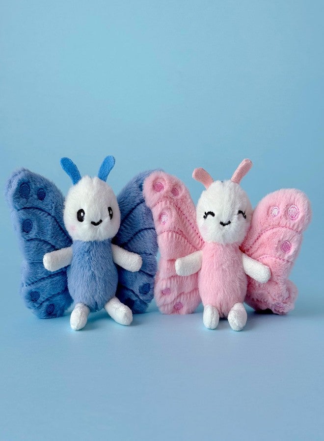 Plushland مجموعة سلاسل مفاتيح قطيفة من Plushland على شكل فراشة مغناطيسية مزدوجة - بلوبل وبلوسوم يتبادلان القبلات، هدية جنية الحديقة هوب آند جوي مع تعليقة على شكل قلب، حيوانات محشوة ساحرة مقاس 4 بوصات (فراشة مزدوجة ترفرف) - Image 4