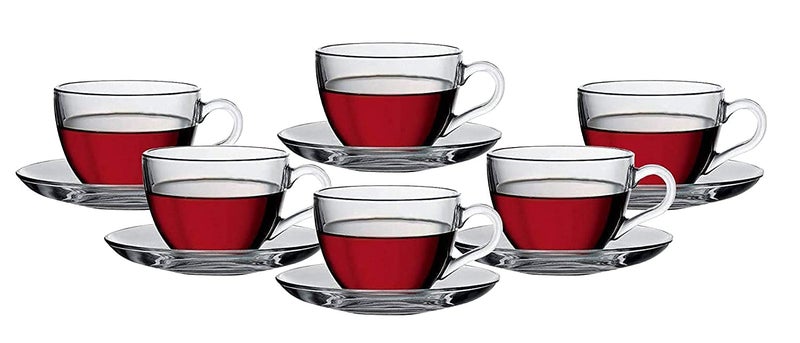 MIRTONICS كوب شاي وقهوة من ميرتونكس مع صحن زجاج بوروسيليكات 150 مل مجموعة من 6 - Image 4