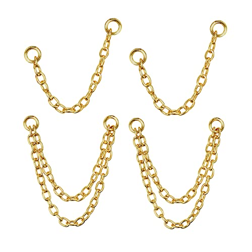 Goenjoy 4Pcs 14K Gold Plated Earrings Connector Chains Set for Women, Convertible Dangle Chain for Double Piercings 50mm - Image 1