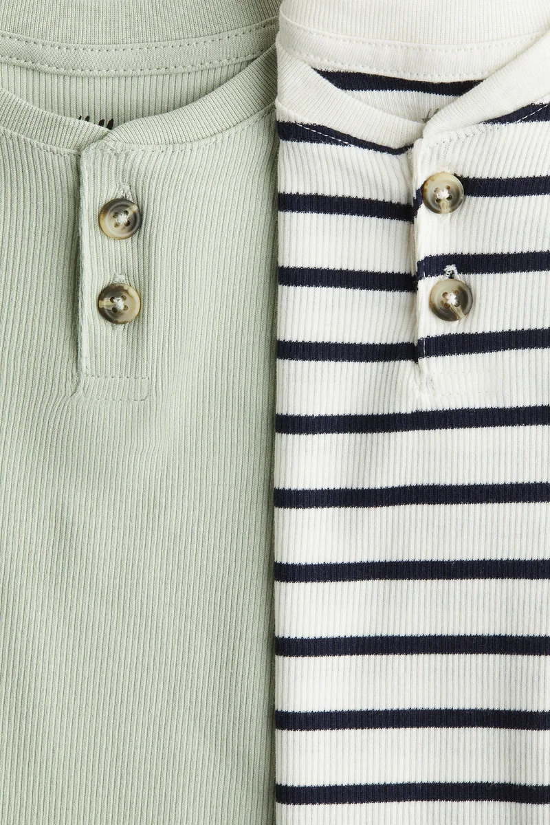 H&M 2-pack ribbed Henley tops