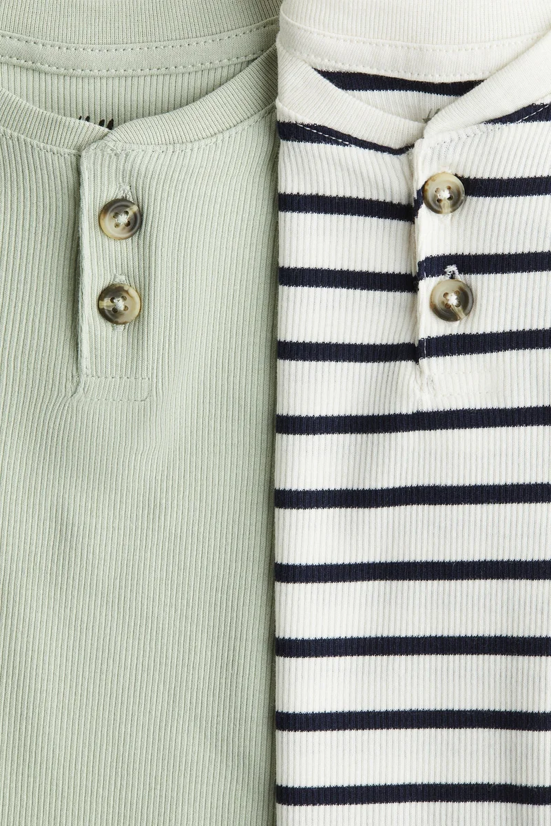 H&M 2-pack ribbed Henley tops