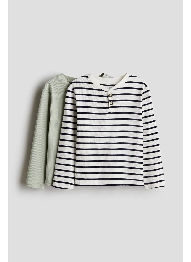H&M 2-pack ribbed Henley tops