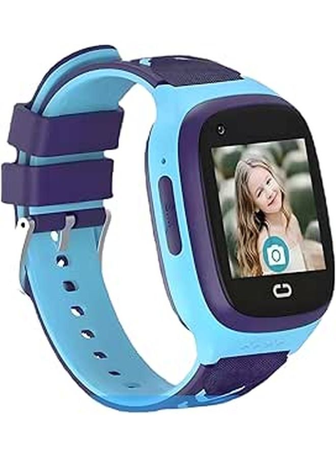 Kids 4G Smart Watch with GPS Tracking Waterproof Camera Adjustable Silicone Strap Blue - Image 1
