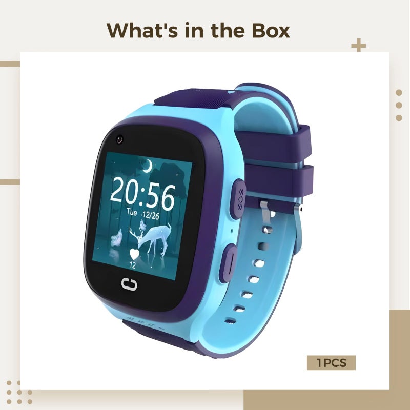 Kids 4G Smart Watch with GPS Tracking Waterproof Camera Adjustable Silicone Strap Blue - Image 4