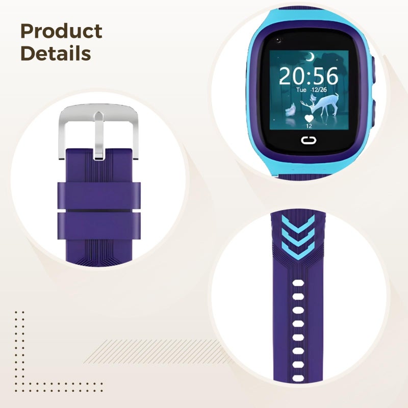 Kids 4G Smart Watch with GPS Tracking Waterproof Camera Adjustable Silicone Strap Blue - Image 5