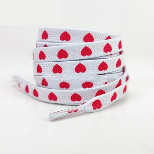 BFLCTTBD 2 Pairs Red Heart Shoelaces Printed Flat Shoe Strings Colored Shoe Laces for Canvas Shoes Sneakers Laces Shoe Lace Replacements - Image 5