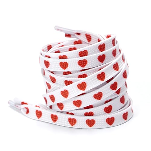 BFLCTTBD 2 Pairs Red Heart Shoelaces Printed Flat Shoe Strings Colored Shoe Laces for Canvas Shoes Sneakers Laces Shoe Lace Replacements - Image 2