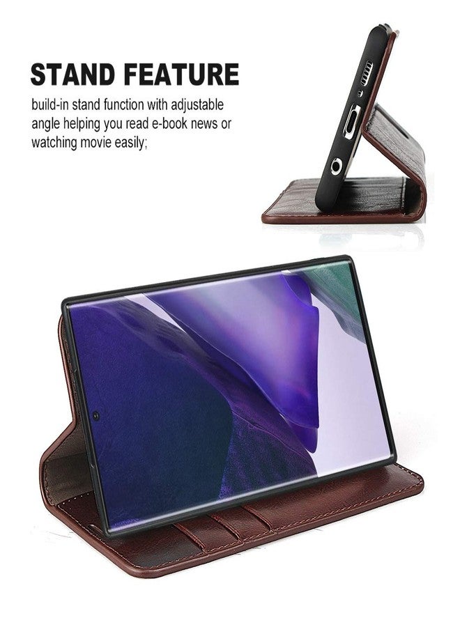 iCoverCase for Samsung Galaxy Note 20 Ultra Wallet Case with Card Slots Holder, Premium Leather Kickstand Feature Flip Folio Case Cover for Galaxy Note 20 Ultra (Brown) - Image 5