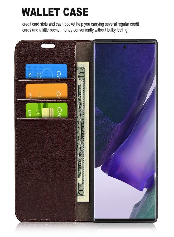 iCoverCase for Samsung Galaxy Note 20 Ultra Wallet Case with Card Slots Holder, Premium Leather Kickstand Feature Flip Folio Case Cover for Galaxy Note 20 Ultra (Brown) - Image 3