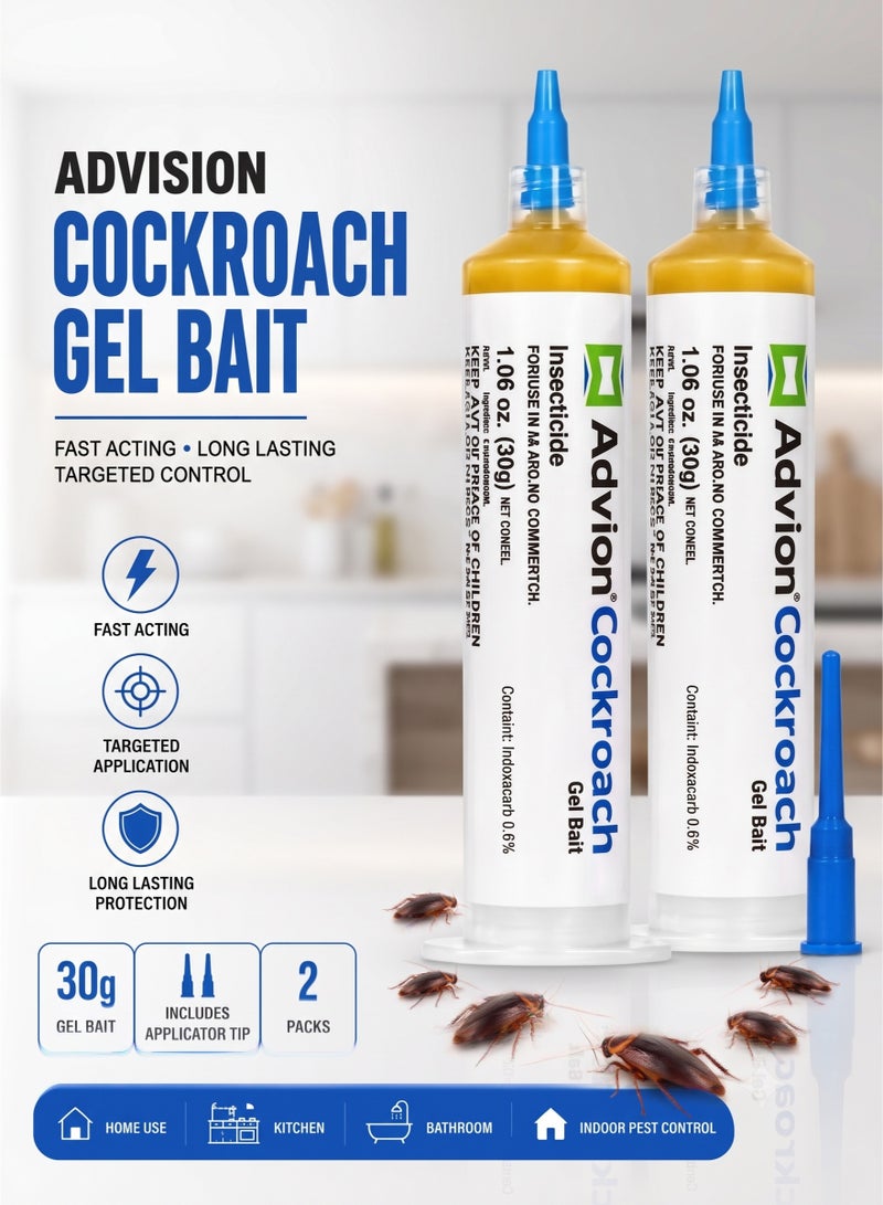 ADVISION Advion Cockroach Gel Bait – Fast-Acting Roach Killer Gel for German, American & Household Cockroaches | Indoor & Outdoor Pest Control | Long-Lasting Insect Bait Gel - Image 1
