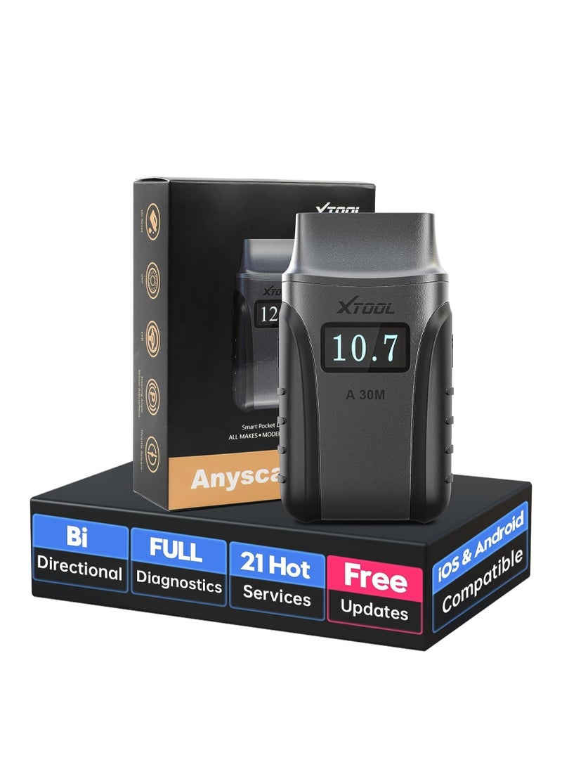 XTOOL XTOOL A30M OBD2 Scanner BT, Wireless OBD2 Code Reader with 21 Reset, Active Test, All Systems - Image 1