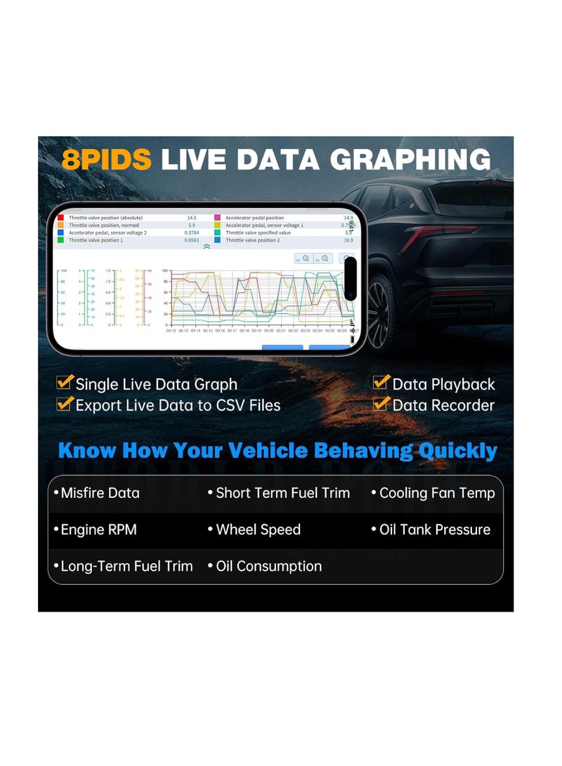 XTOOL XTOOL A30M OBD2 Scanner BT, Wireless OBD2 Code Reader with 21 Reset, Active Test, All Systems - Image 4