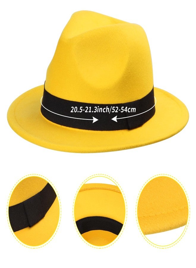 Yewong 3 Pieces Kids Yellow Hat Costume Accessories Set Fedora Hat with Hanging Monkey Necktie for Birthday Halloween Party (Set A) - Image 2