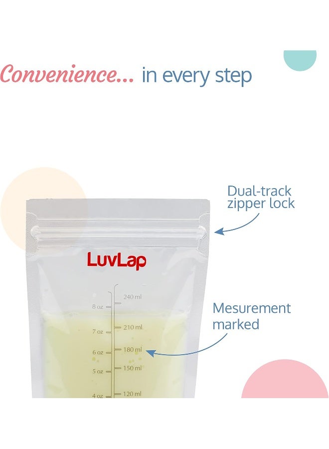 LuvLap Baby Breast Milk Storage Bags (Pack of 25), BPA Free Disposable Milk Freezer Bags for Breast Feeding, Transparent - Image 3