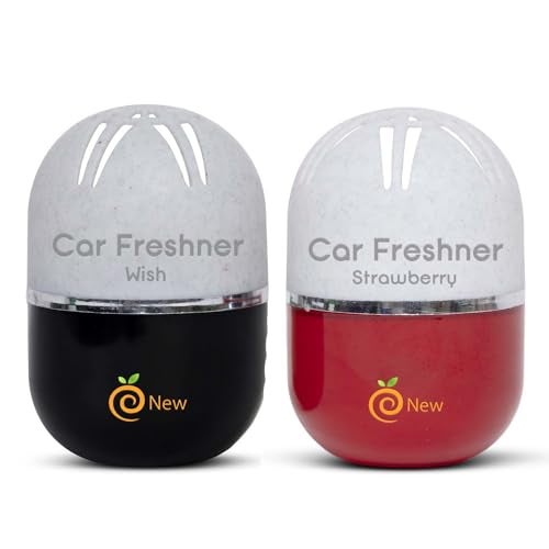 Enew RefreshDrive Twist-Activated Car Gel Air Freshener - Strawberry & Wish - Pack 2, Long-lasting Fragrance up to 30 Days, Auto Scent Diffuser with Easy On-Off, Odor Eliminator for Car Interior - Image 1