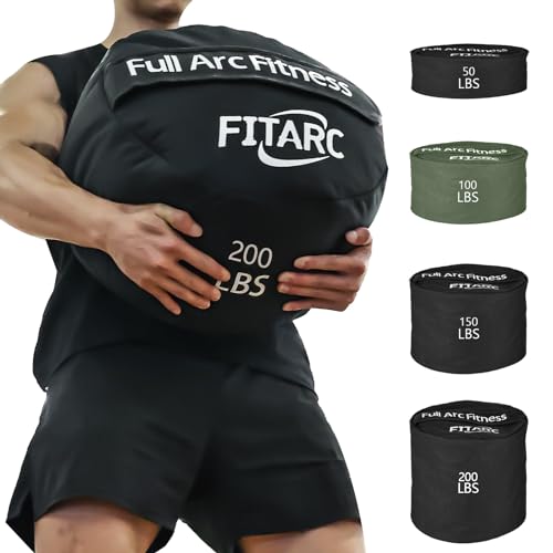 Fitarc Sandbag Workout Bag,Sand Bags for Weight Training,Sandbags for Fitness,Sandbags for Weight Training,Round Sandbag,Cross-Training & Exercise, Sand Not Included (Black, 200LB) - Image 1