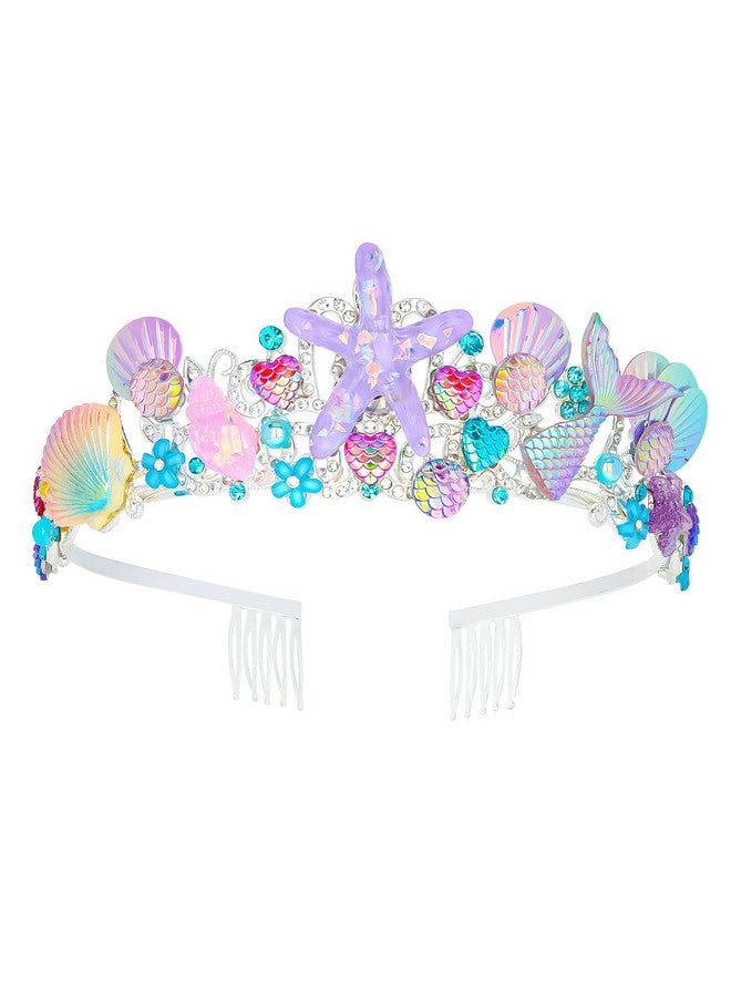 Casoty Mermaid Crown, Starfish Mermaid Tiara For Women And Girls, Hair Accessories For Birthday, Halloween Costume Party  - Image 1
