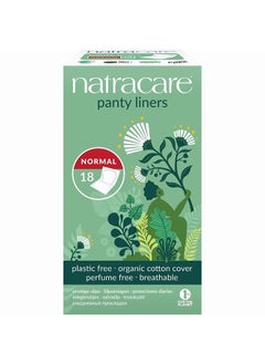 Natracare Natural Organic Normal Panty Liners, Made with Certified Organic Cotton, Ecologically Certified Cellulose Pulp and Plant Starch (1 Pack, 18 Liners Total)