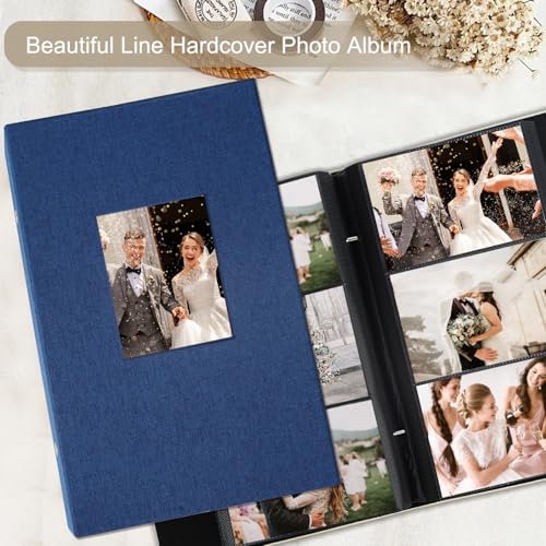 Artmag Fabric Photo Album 4x6 300 Large Capacity for Family Wedding Anniversary Linen Album Holds 300 Horizontal Photos (300 Pockets, Blue) - Image 4