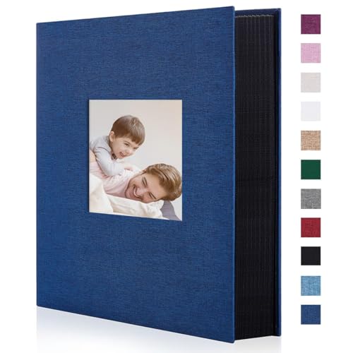 Artmag Fabric Photo Album 4x6 300 Large Capacity for Family Wedding Anniversary Linen Album Holds 300 Horizontal Photos (300 Pockets, Blue) - Image 1