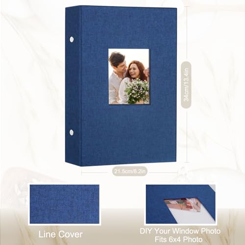 Artmag Fabric Photo Album 4x6 300 Large Capacity for Family Wedding Anniversary Linen Album Holds 300 Horizontal Photos (300 Pockets, Blue) - Image 2