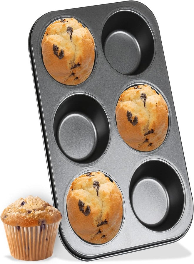 CAKE DECOR Non-Stick 6-Cup Muffin Tray, Premium Carbon Steel Bakeware, Durable & Easy Clean for Cupcakes, Muffins (Pack of 1) - Image 1
