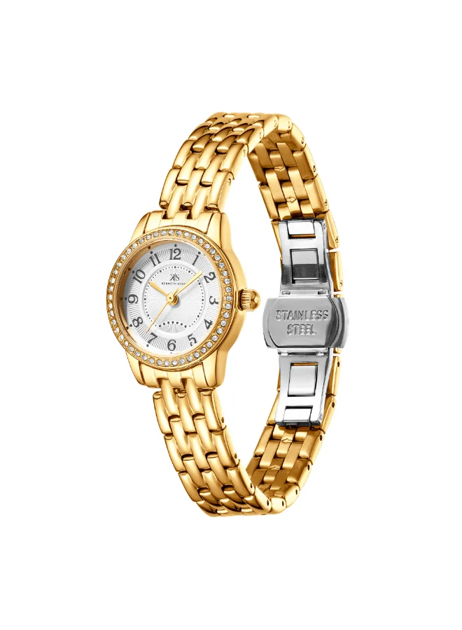 كينيث سكوت Women's Analog Display Watch With Gold Stainless Steel Strap - K25511-GBGW