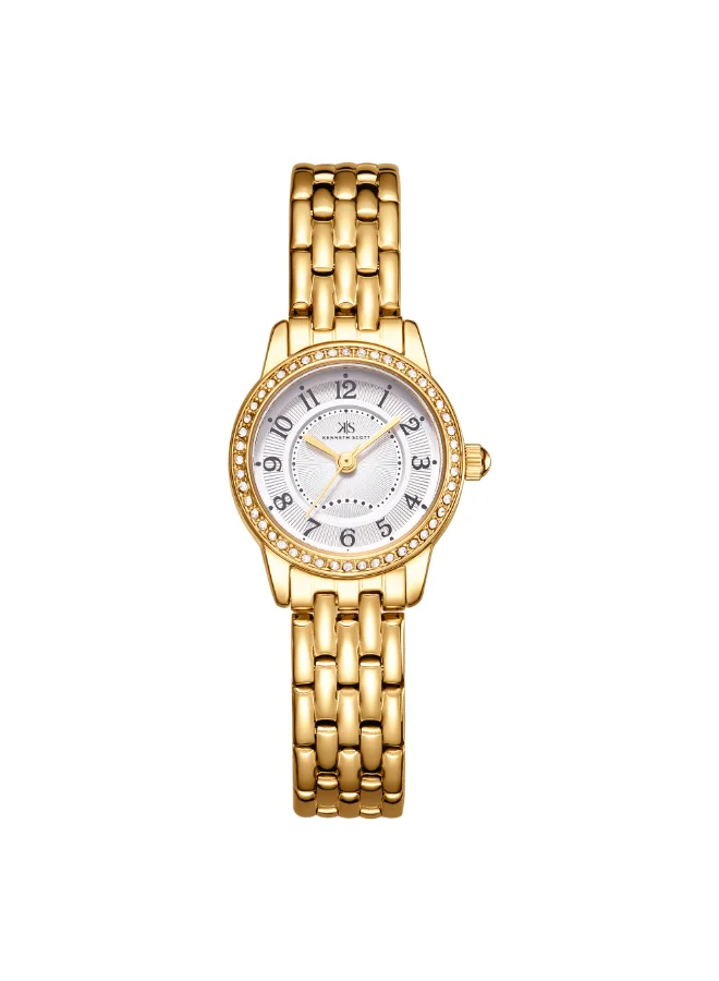 كينيث سكوت Women's Analog Display Watch With Gold Stainless Steel Strap - K25511-GBGW