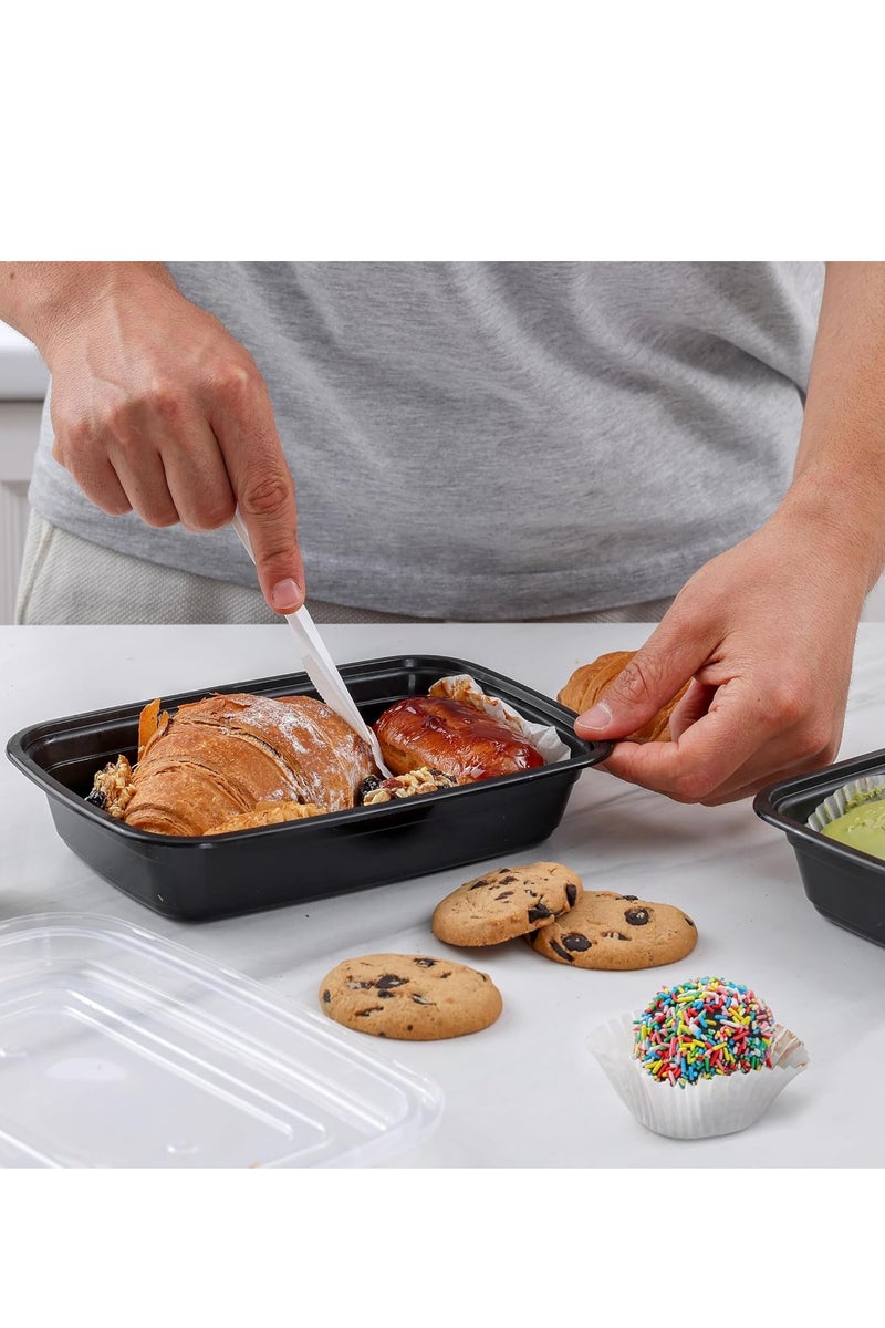 Disposable Plastic Food Containers with Lids 25 Pack, 1000ml Black Meal Prep Boxes, Microwave Freezer Safe Containers 22.6×15.2×5.2cm - Image 5