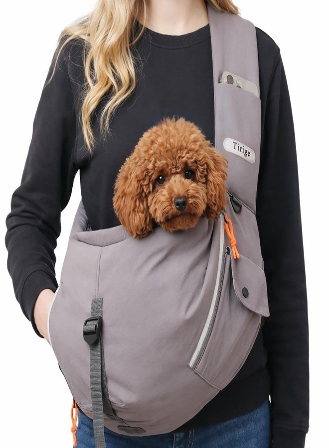 Tirige Pet Sling Carrier for Small Dogs and Cats, Hands-Free Crossbody Bag with Safety Leash, Multiple Pockets, Gray, 5-15 lb - Image 1