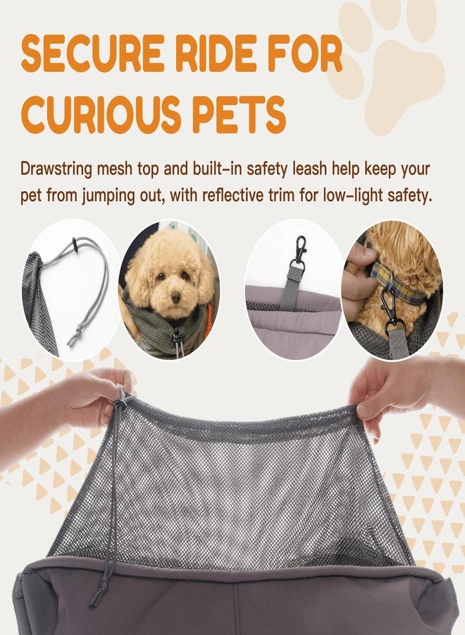 Tirige Pet Sling Carrier for Small Dogs and Cats, Hands-Free Crossbody Bag with Safety Leash, Multiple Pockets, Gray, 5-15 lb - Image 4