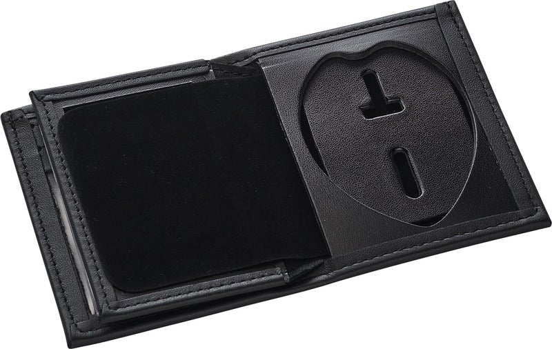 Perfect Fit Shield Wallets Large Shield with Eagle Top Hidden Badge Bi-Fold Wallet (Cutout PF-15) Black Leather - Image 1
