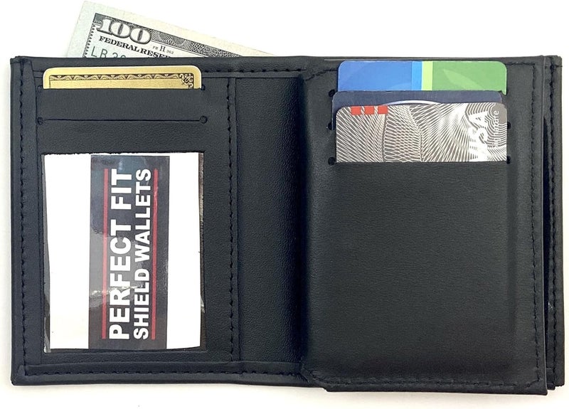 Perfect Fit Shield Wallets Large Shield with Eagle Top Hidden Badge Bi-Fold Wallet (Cutout PF-15) Black Leather - Image 3