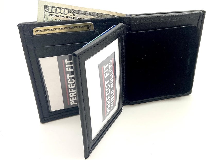 Perfect Fit Shield Wallets Large Shield with Eagle Top Hidden Badge Bi-Fold Wallet (Cutout PF-15) Black Leather - Image 4