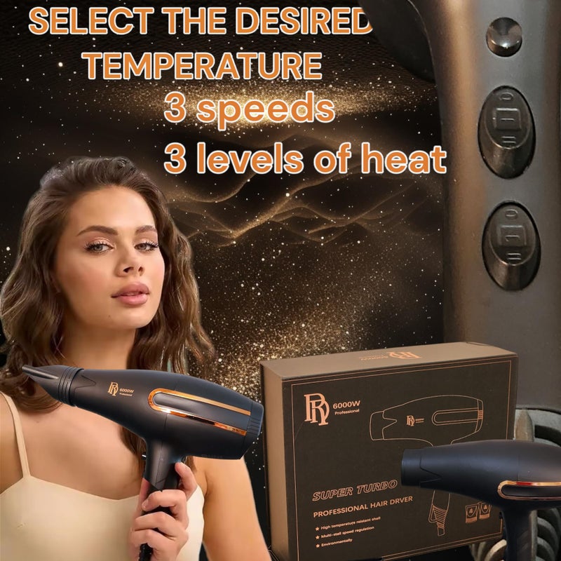 Professional Hair Dryer Styler 8000W Double Air Over Heat Protection 3 Heat Levels 3 Speed Motor Turbo Shatterproof Heat Resistant Hair Dryer for Salon Personal - Image 5