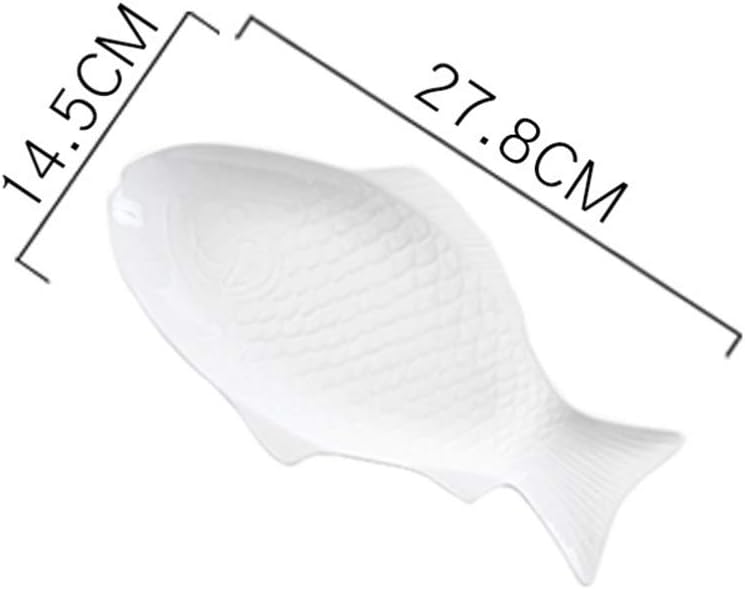 DOITOOL Fish Plate Fish Plate Ceramic Serving Platter Dish Fish Shape Textured Serving Dish Porcelain Serving Platter Food Tray Party Platter for Fruit or Cheese 109L x 57W - Image 2
