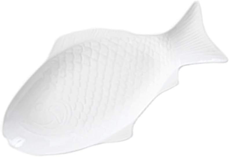 DOITOOL Fish Plate Fish Plate Ceramic Serving Platter Dish Fish Shape Textured Serving Dish Porcelain Serving Platter Food Tray Party Platter for Fruit or Cheese 109L x 57W - Image 1